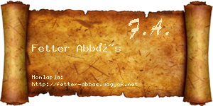 Fetter Abbás névjegykártya